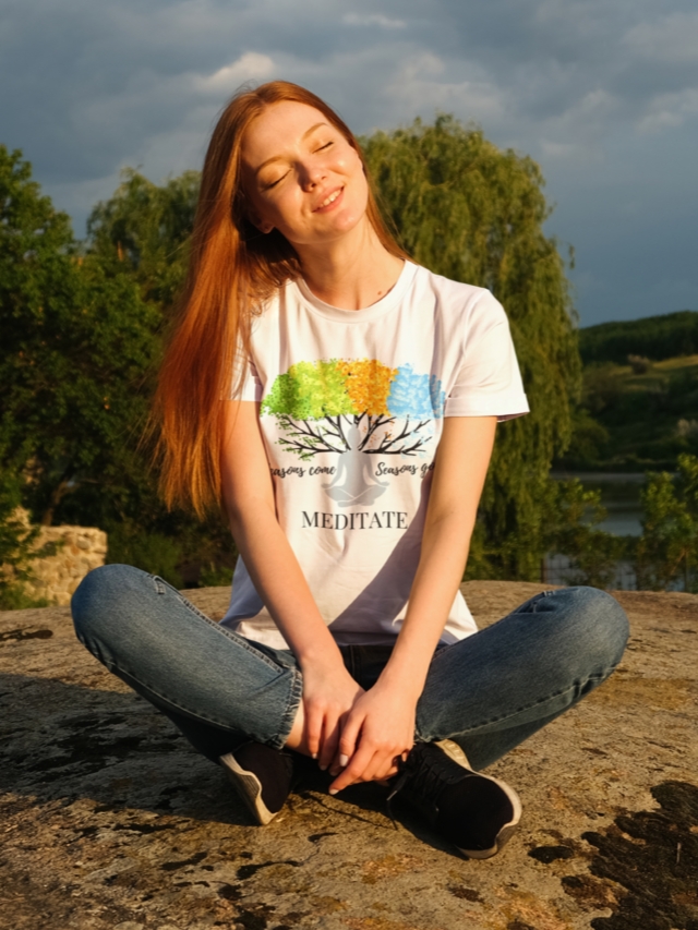 Seasons Come Seasons Go Tshirt, Meditation Graphic Top, Womens Pilates, Unisex Yoga, Spiritual Graphic Tee, Buddhist Slogan, Om, Peace, Love - Image 2